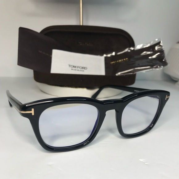 New Authentic Tom Ford Blue Light Block Square Unisex Eyeglasses FT5542-B 001 50 - Picture 5 of 14